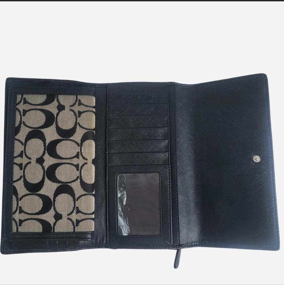 Coach Black and Tan Leather Wallet - Picture 3 of 4